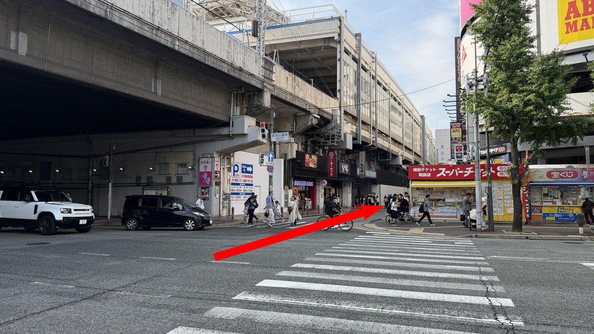 新幹線博多駅4階駐車場への経路(音羽公園前交差点、ヨドバシ博多横)